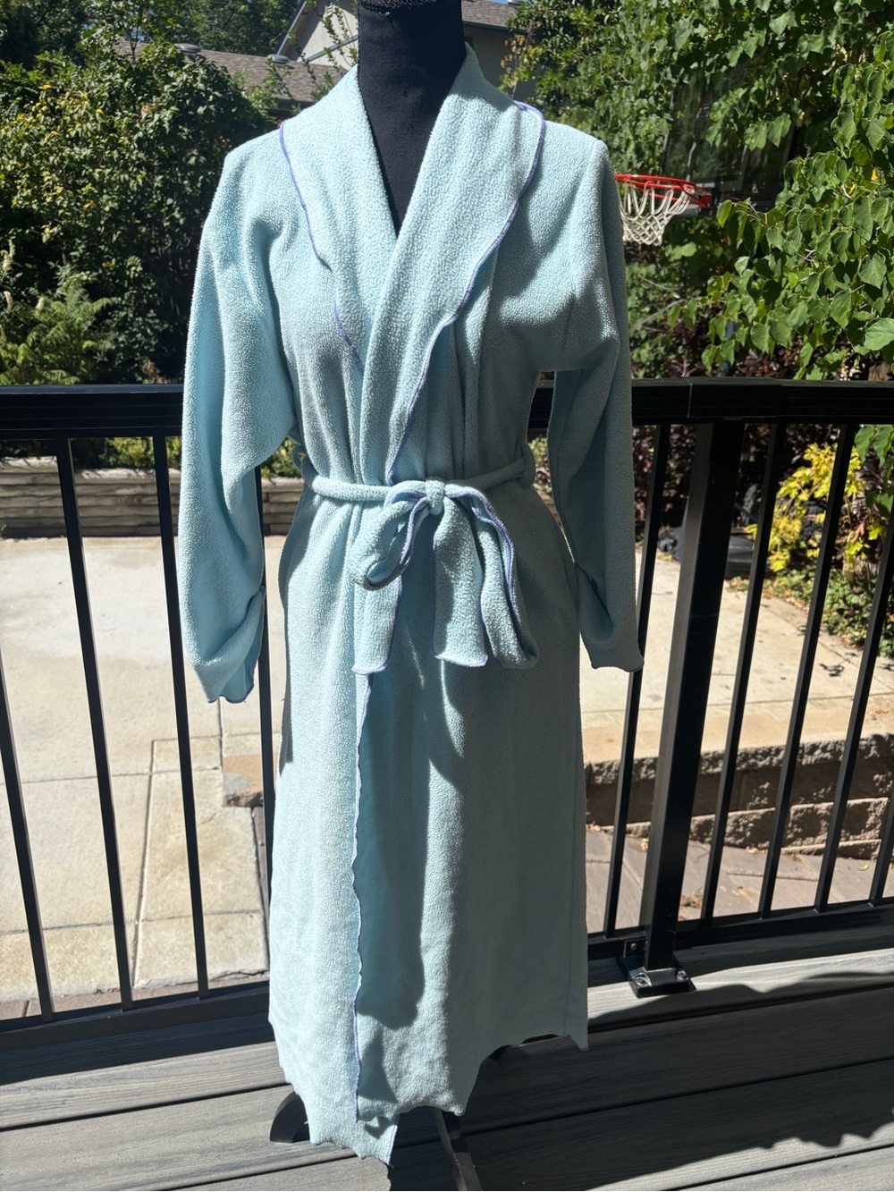 Women's Light Blue Plush Robe with Belt